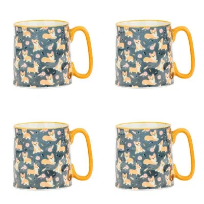 Ten Strawberry Street 10 Strawberry Street Bella Mug, Corgi Delight In Orange