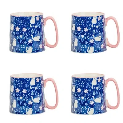 Ten Strawberry Street 10 Strawberry Street Bella Mug, Curious Kitty In Blue