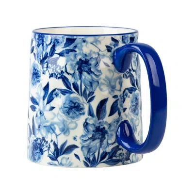 Ten Strawberry Street 10 Strawberry Street  Bella White Peonies Mug, In Blue