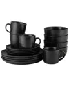 Ten Strawberry Street Double Line 16pc Dinnerware Set In Black