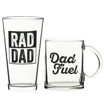 Ten Strawberry Street 10 Strawberry Street Father's Day Glass Gift Set, Coffee Mug & Pint Glass, Rad Dad In Transparent