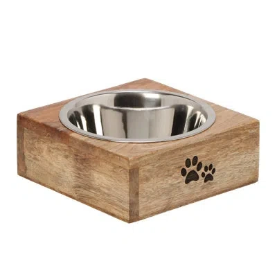 Ten Strawberry Street 10 Strawberry Street Goldie Large Square Mango Wood Pet Diner - 1 Bowl In Black
