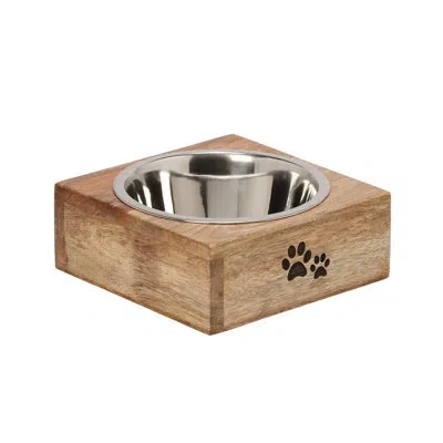 Ten Strawberry Street 10 Strawberry Street Goldie Medium Square Mango Wood Pet Diner - 1 Bowl In Black