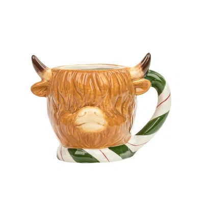 Ten Strawberry Street 10 Strawberry Street Highland Christmas Cow Mug, Set Of 4 In Brown