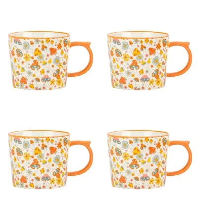 Ten Strawberry Street 10 Strawberry Street Madison Mug, Retro Mushroom In Orange