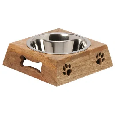 Ten Strawberry Street 10 Strawberry Street Milo Medium Square Mango Wood Pet Diner - 1 Bowl In Black