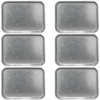 Ten Strawberry Street 10 Strawberry Street Moab Stainless Steel Coupe Dinnerware,  10" X 14" Rectangular Plate, Set Of 6 In Silver