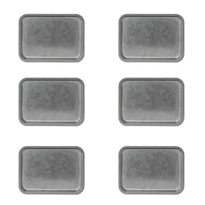 Ten Strawberry Street 10 Strawberry Street Moab Stainless Steel Coupe Dinnerware,  7" X 10" Rectangular Plate, Set Of 6 In Silver