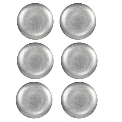 Ten Strawberry Street 10 Strawberry Street Moab Stainless Steel Coupe Dinnerware,  7.5" Round Plate, Set Of 6 In Silver