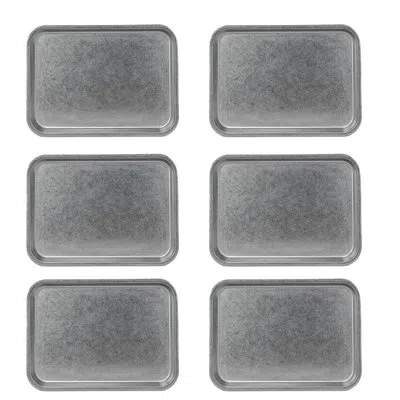 Ten Strawberry Street 10 Strawberry Street Moab Stainless Steel Coupe Dinnerware,  8" X 11" Rectangular Plate, Set Of 6 In Silver