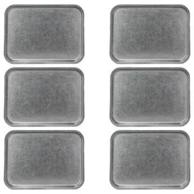 Ten Strawberry Street 10 Strawberry Street Moab Stainless Steel Coupe Dinnerware,  9" X 12" Rectangular Plate, Set Of 6 In Silver