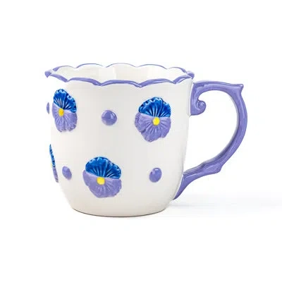 Ten Strawberry Street 10 Strawberry Street Pansy Mug, 18 Oz, Set Of 4 In White;purple