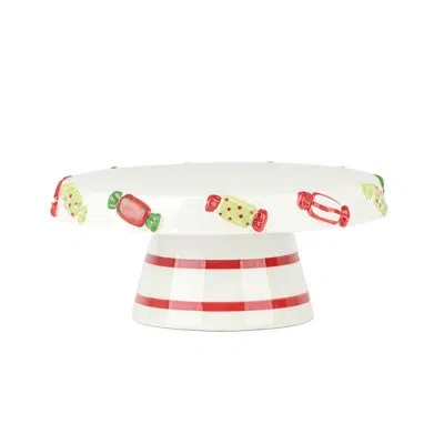 Ten Strawberry Street 10 Strawberry Street Peppermint Cake Plate In White;red