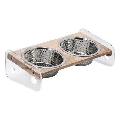 Ten Strawberry Street 10 Strawberry Street Rosie Large Elevated Slanted Pet Feeder – 2 Bowls In Brown