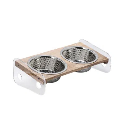 Ten Strawberry Street 10 Strawberry Street Rosie Medium Elevated Slanted Pet Feeder – 2 Bowls In Brown
