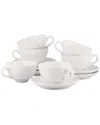 Ten Strawberry Street 10 Strawberry Street Set Of 6 Dahlia Cups & Saucers In White
