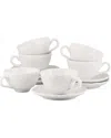 Ten Strawberry Street 10 Strawberry Street Set Of 6 Ever Cups & Saucers In White