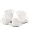 Ten Strawberry Street 10 Strawberry Street Set Of 6 Valentina Cups & Saucers In White