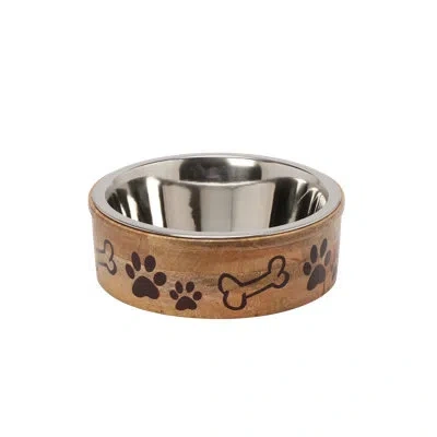 Ten Strawberry Street 10 Strawberry Street Tucker Large Mango Wood Pet Diner - 1 Bowl In Brown