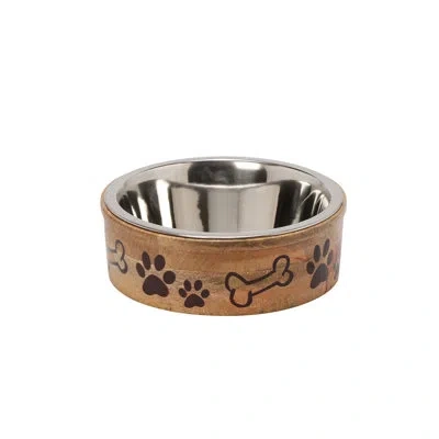 Ten Strawberry Street 10 Strawberry Street Tucker Small Mango Wood Pet Diner - 1 Bowl In Brown