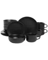 Ten Strawberry Street Wazee Matte 16pc Coupe Dinnerware Set In Black