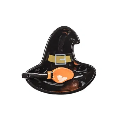 Ten Strawberry Street 10 Strawberry Street Witchy Dip Serving Set, Dip Bowl & Spreader In Black