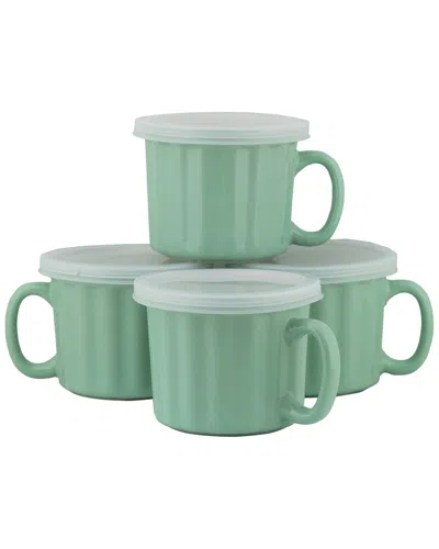 Ten Strawberry Street 16oz Set Of 4 Soup Mugs In Turquoise
