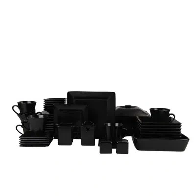 Ten Strawberry Street 45 Piece Stoneware Dinnerware And Serveware Set - Service For 6 In Matte Black