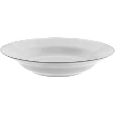 Ten Strawberry Street Badillo Silver Line 10 Oz. Rim Soup Bowl In White;silver