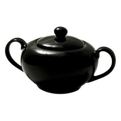 Ten Strawberry Street Black Rim 8 Oz. Sugar Bowl With Lid