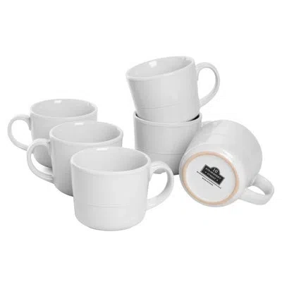 Ten Strawberry Street Double Line 3.75"/12 oz Mug, Set Of 6 In White