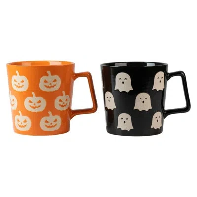 Ten Strawberry Street Jack O Lantern 20 oz Wax Resist Mug In Black,orange