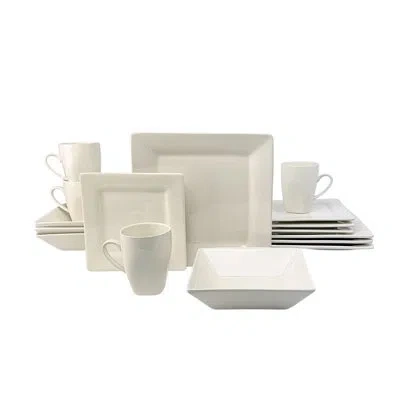 Ten Strawberry Street Nova Square 16 Piece Dinnerware Set, Service For 4 In Cream White