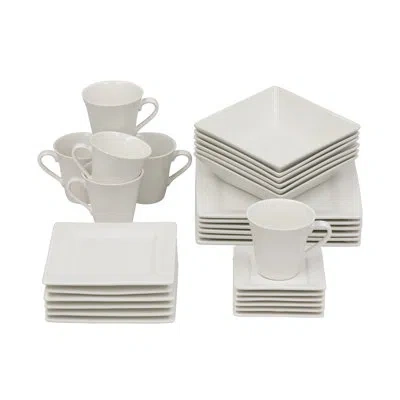 Ten Strawberry Street Nova Square 30 Piece Dinnerware Set, Service For 6 In Cream,white