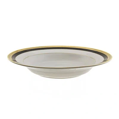 Ten Strawberry Street Sahara Black 8 Oz. Rim Soup Bowl In Black;white;gold
