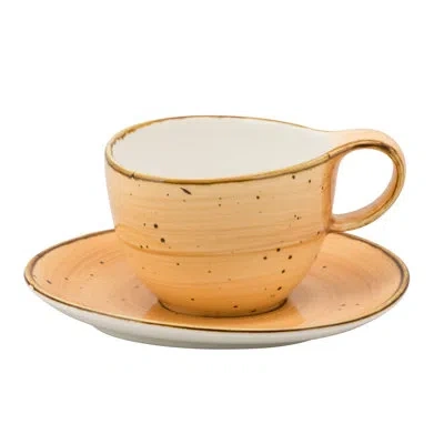 Ten Strawberry Street Santa Fe 8.5 Oz. Teacup And Saucer Set In Orange