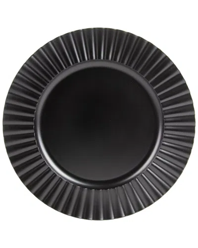 Ten Strawberry Street Set Of 12 Matte Sunburst Lacquer Chargers In Black