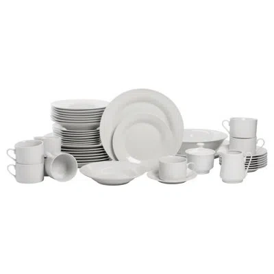 Ten Strawberry Street Simply Round Dinnerware Set, Service For 8 Plus Serveware In White;gray