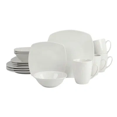 Ten Strawberry Street Simply Square 16 Piece Dinnerware Set, Service For 4 In White