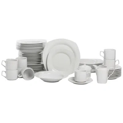 Ten Strawberry Street Simply Square 45 Piece Dinnerware Set, Service For 8 Plus Serveware In Pale Gray-white