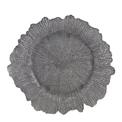 Ten Strawberry Street Sponge 13.75" Glass Charger Plate In Silver