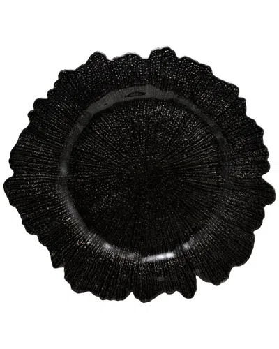 Ten Strawberry Street Sponge Set Of 6 13.75in Charger Plates In Black
