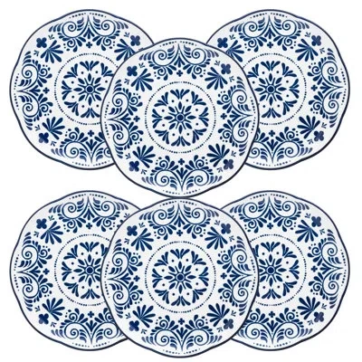 Ten Strawberry Street Talavera Dinnerware, Dinner Plates, In Blue