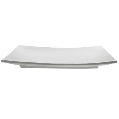 Ten Strawberry Street Whittier 12.875" Rectangular Platter With Foot In White