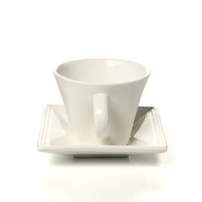 Ten Strawberry Street Whittier Square 8 Oz. Flared Cup And Saucer In White