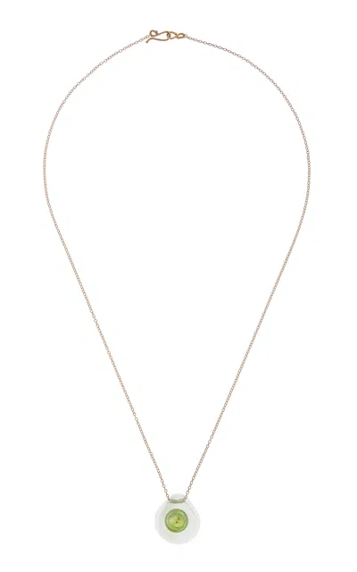 Ten Thousand Things 10k Yellow Gold Amethyst; Peridot Necklace In Green