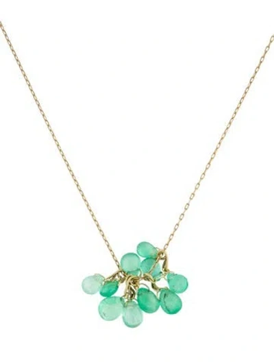 Pre-owned Ten Thousand Things 18k Emerald Cluster Pendant Necklace, 16" In Multicolor