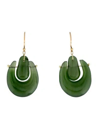 Pre-owned Ten Thousand Things 18k Nephrite O'keefe Drop Earrings In Multicolor