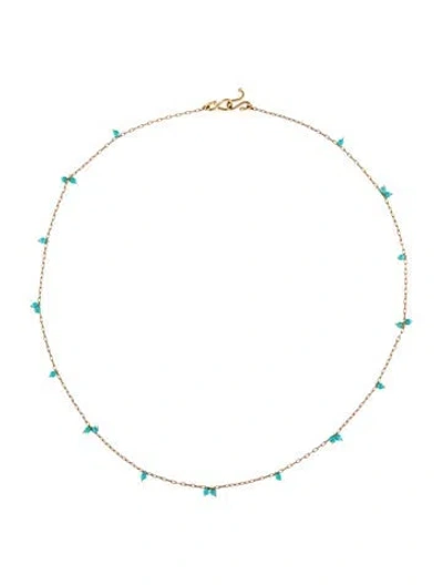 Pre-owned Ten Thousand Things 18k Turquoise Bead Station Necklace, 16" In Multicolor
