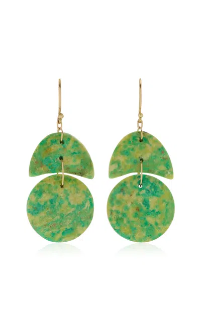Ten Thousand Things 18k Yellow Gold & Green Turquoise Tiny Arp Earring In Turquoise